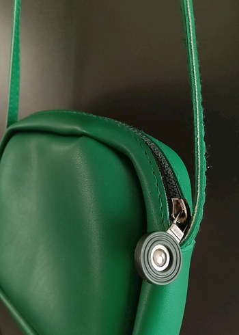 Yeşil Deri Kadın Çapraz Çanta - Görsel 4