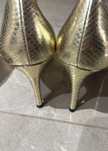 Diğer Altın Rengi Yılan Desenli Stiletto deri