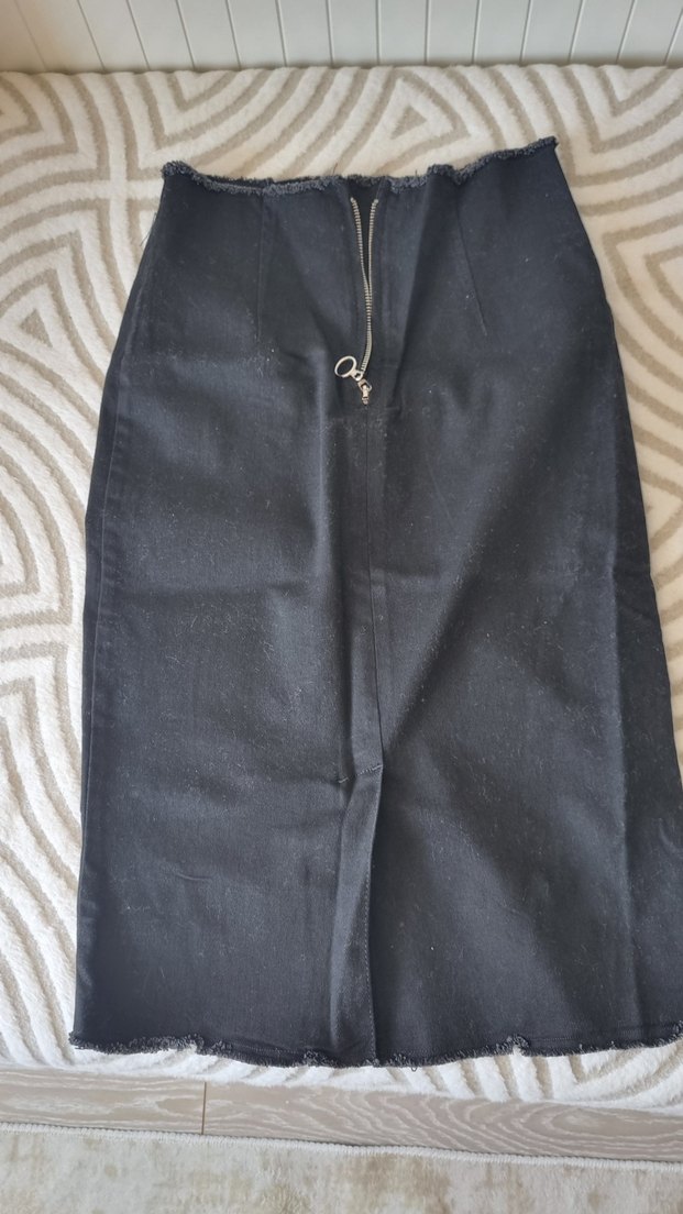 Siyah Uzun Kadın Kot Etek - Görsel 2