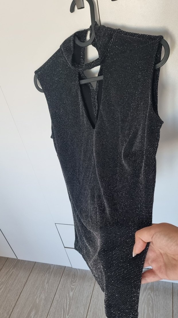 Sıfır Kol Siyah Payetli Mini Bluz - Görsel 4