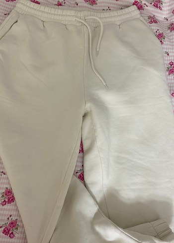 Kadın Beyaz Pamuklu Rahat Kesim Eşofman - Görsel 2