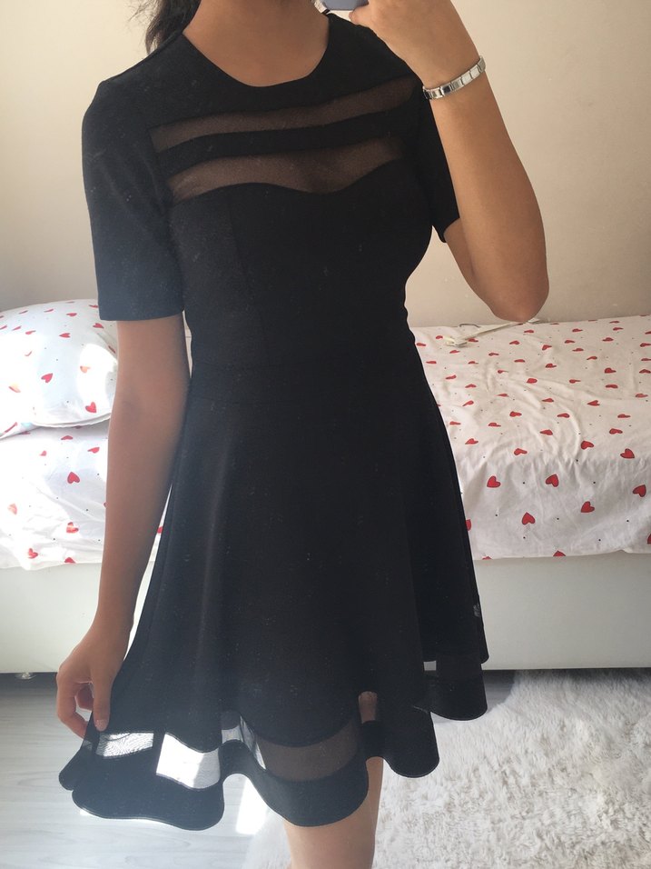 Siyah Midi YakalıKadın Elbise - Görsel 4