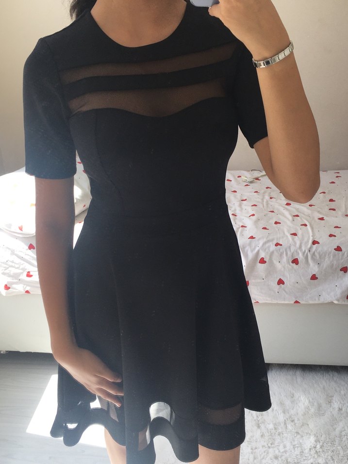 Siyah Midi YakalıKadın Elbise - Görsel 3