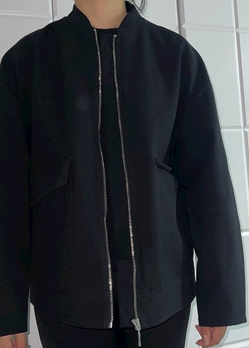 Mango Minimalist Siyah Kadın Bomber Ceket