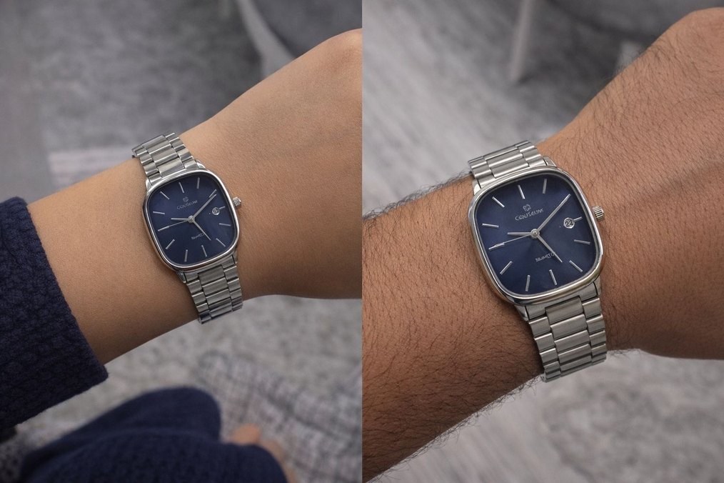 Gri Kordonlu Lacivert Kadranlı Erkek Kol Saati - Görsel 5