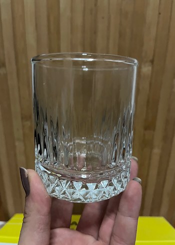 Desenli Altı Kalın Cam Bardak