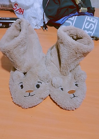 Kız /erkek Çocukları İçin Bej Kürklü Sıcak Terlik - Görsel 3