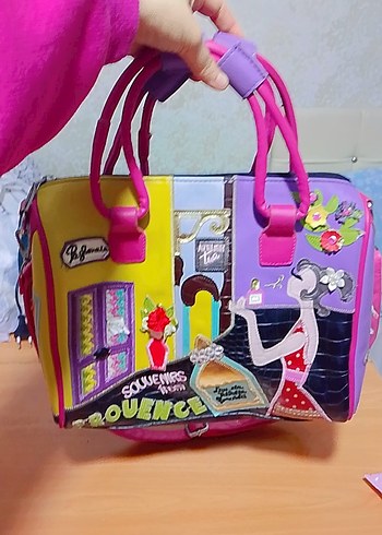 Renkli Baskılı Kadın Çantası Fermuarlı - Görsel 4