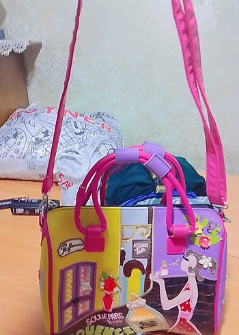 Renkli Baskılı Kadın Çantası Fermuarlı - Görsel 2