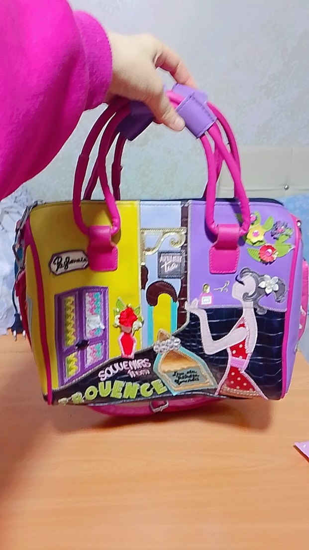 Renkli Baskılı Kadın Çantası Fermuarlı - Görsel 4