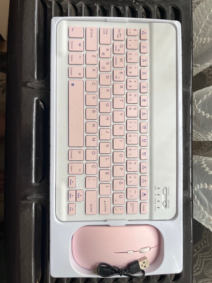 Pastel Pembe Kablosuz Klavye ve Mouse Seti - Görsel 3