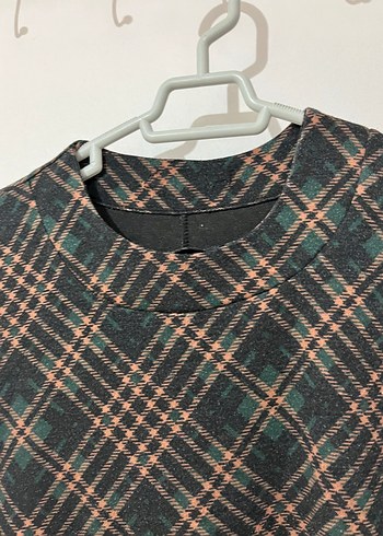 Kahverengi Ekose Uzun Kollu Kadın Elbise - Görsel 3