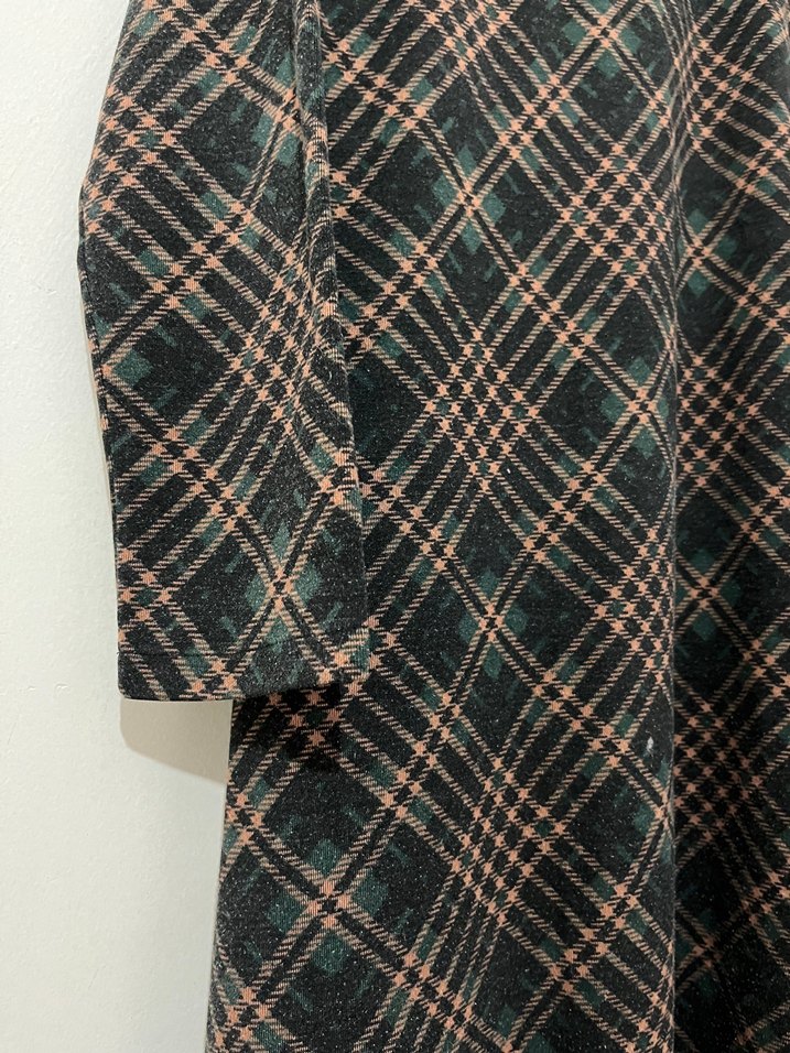 Kahverengi Ekose Uzun Kollu Kadın Elbise - Görsel 2