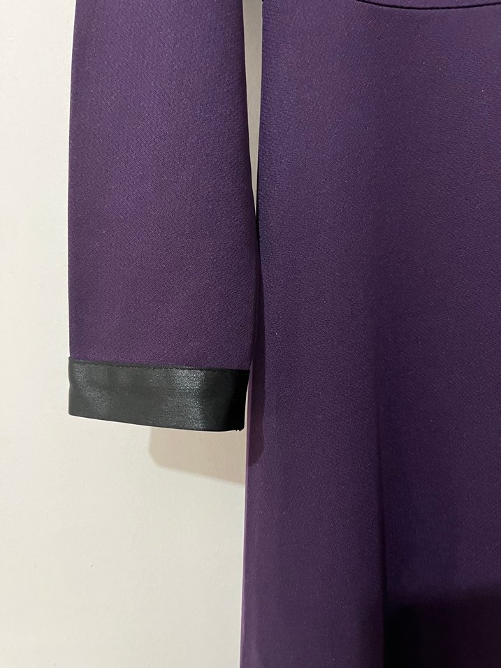 Uzun Mor Kadın Elbise, Uzun Kollu, Kayık Yaka - Görsel 2