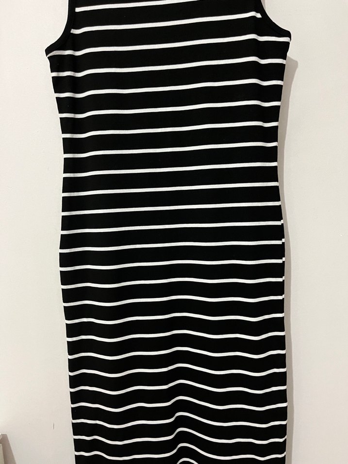 Çizgili Uzun Kollu Kadın Elbise - Görsel 4