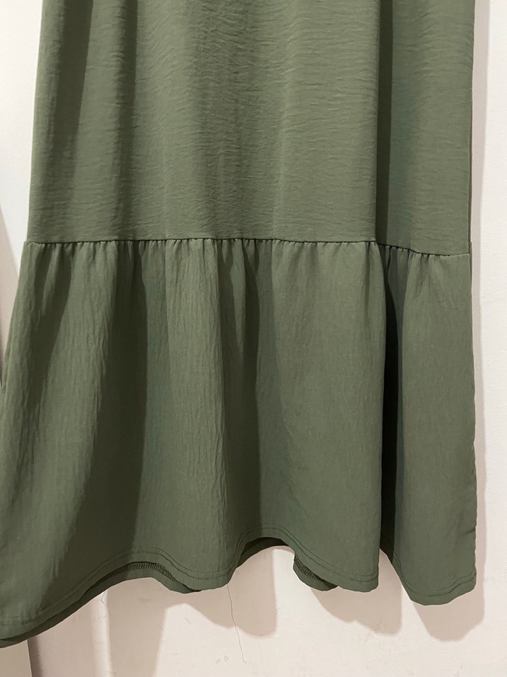 Kadın Haki Uzun Kollu Fırfırlı Elbise - Görsel 5