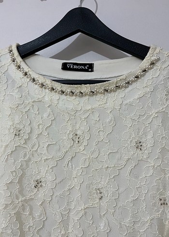 Dantel İşlemeli Beyaz Bohem Kadın Bluz - Görsel 3