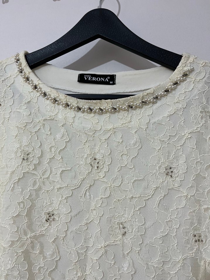 Dantel İşlemeli Beyaz Bohem Kadın Bluz - Görsel 3