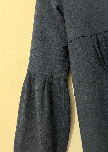 Lacivert Uzun Keten Elbise Pilili ve Bol Kesim - Görsel 3