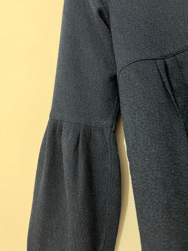 Lacivert Uzun Keten Elbise Pilili ve Bol Kesim - Görsel 3