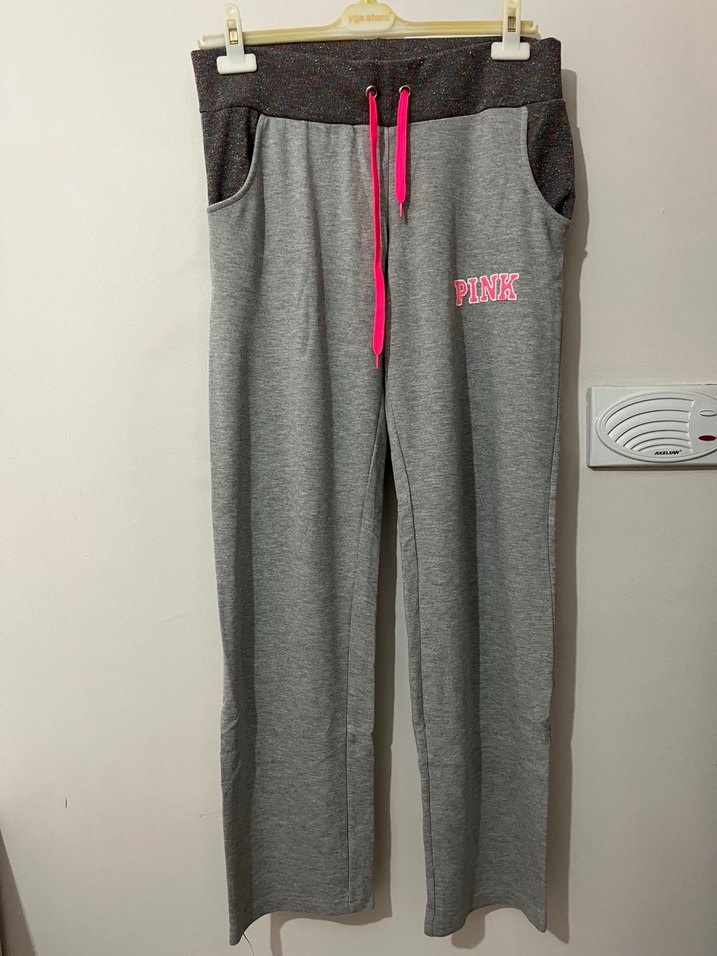 Pembe Baskılı Gri Uzun Kollu Kadın Pijama Takımı - Görsel 5