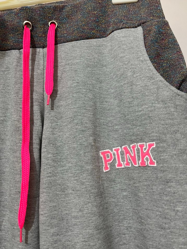 Pembe Baskılı Gri Uzun Kollu Kadın Pijama Takımı - Görsel 4