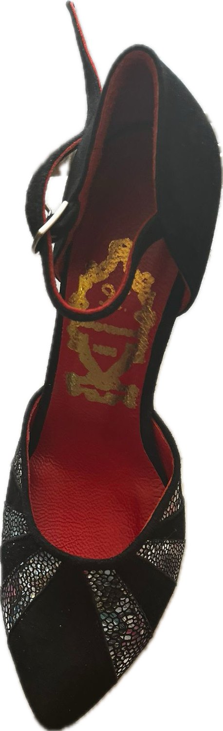 Siyah delik Desenli Tokalı Topuklu Kadın Ayakkabı - Görsel 4