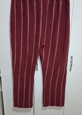 Bordo Pilili Kadın Triko Pantolon