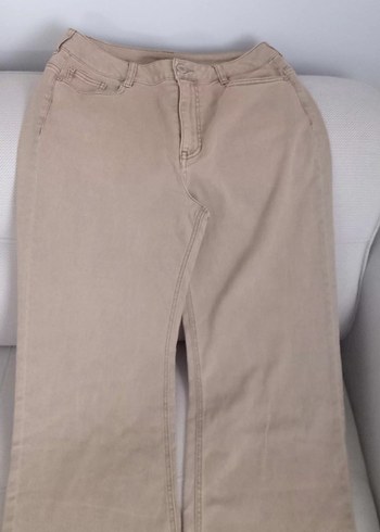 Bej Kadın Keten Kumaş Pantolon