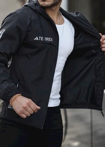 Adidas Siyah Kapüşonlu Erkek Ceket - Görsel 3