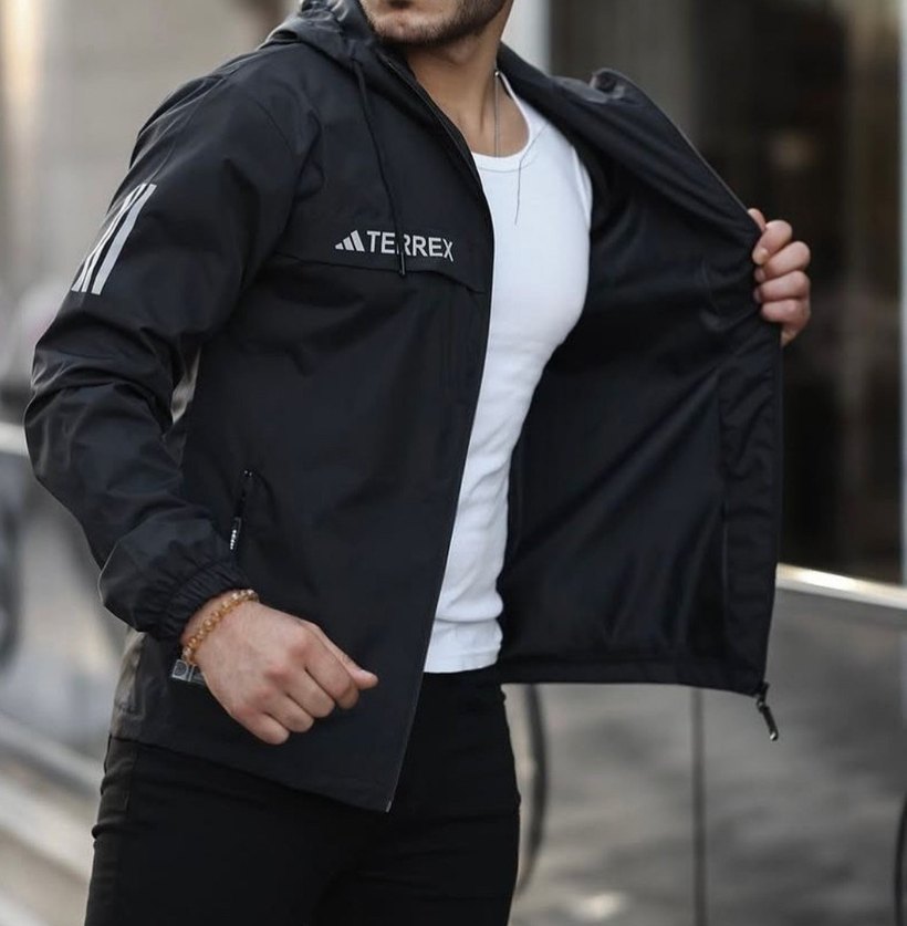 Adidas Siyah Kapüşonlu Erkek Ceket - Görsel 3