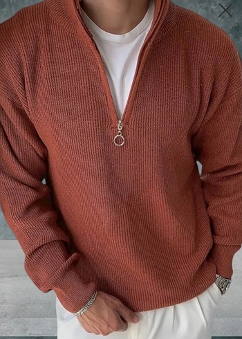 Yarım Fermuarlı Yüksek Yakalı Erkek Triko Kazak - Görsel 2