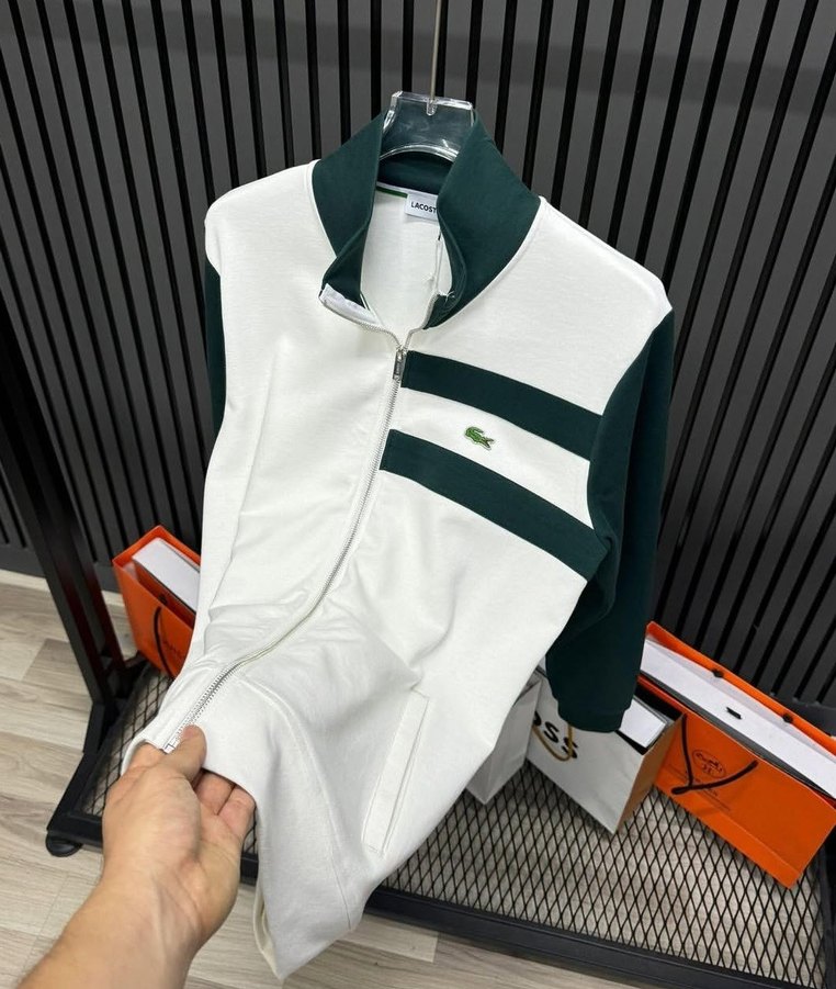 Lacoste Erkek Fermuarlı Beyaz Sweatshirt - Görsel 3