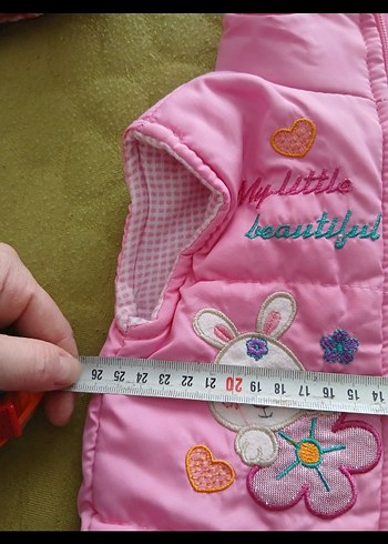 Kız Çocuk Pembe Nakışlı Fermuarlı Yelek - Görsel 5