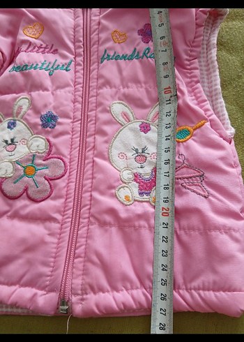 Kız Çocuk Pembe Nakışlı Fermuarlı Yelek - Görsel 6