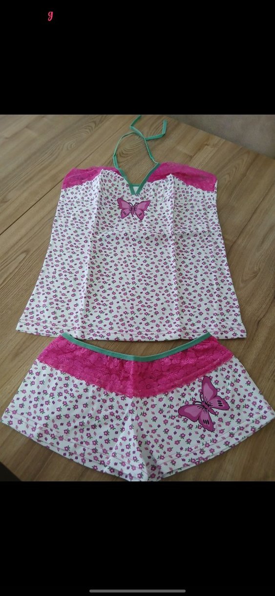 Pembe Mini Straplez Bohem Pijama Takımı - Görsel 2