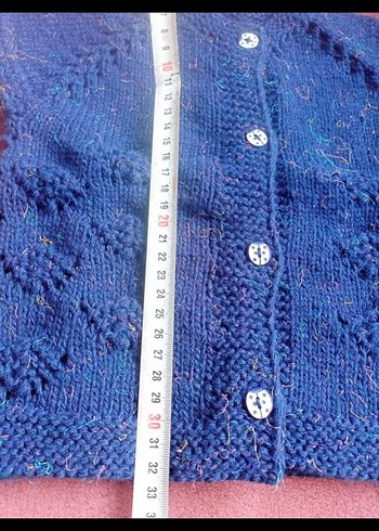 Kız Çocuk Mavi Örgü Kolsuz Yelek - Görsel 2