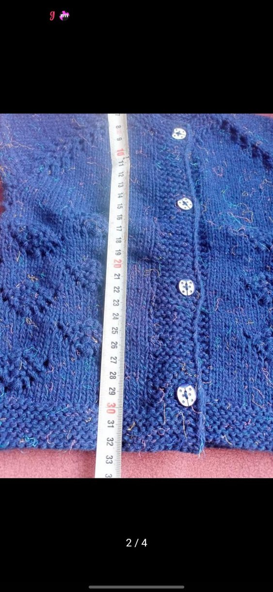 Kız Çocuk Mavi Örgü Kolsuz Yelek - Görsel 2