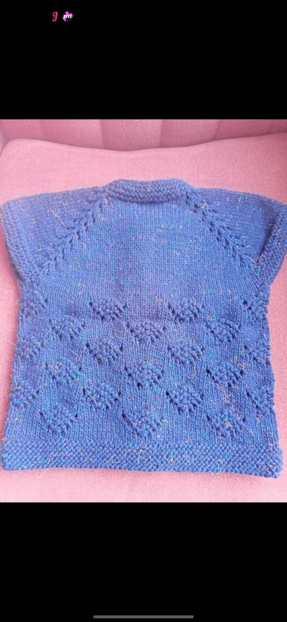 Kız Çocuk Mavi Örgü Kolsuz Yelek - Görsel 4