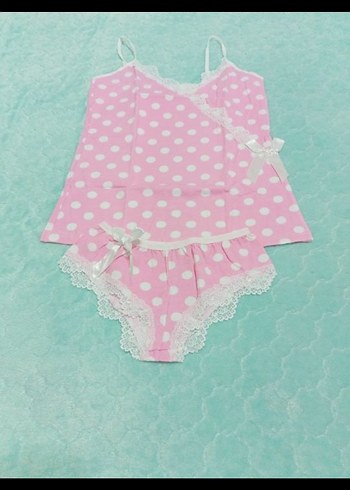 Pembe Baskılı Kolsuz Mini Kadın Pijama - Görsel 2