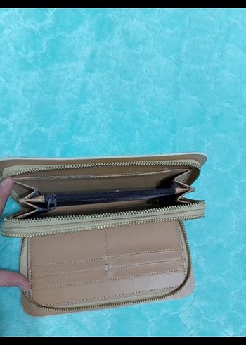 Bej Süet Fermuarlı Kadın Portföy Cüzdan - Görsel 3