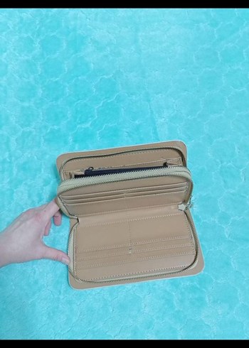 Bej Süet Fermuarlı Kadın Portföy Cüzdan - Görsel 2