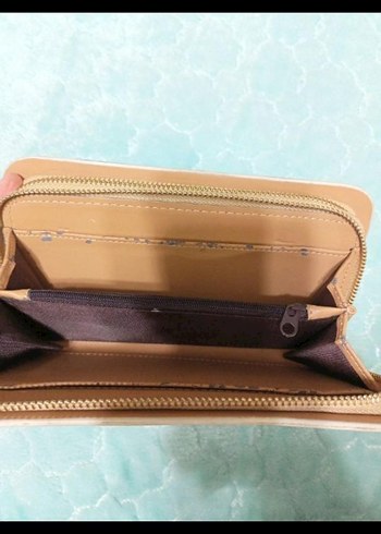 Bej Süet Fermuarlı Kadın Portföy Cüzdan - Görsel 4