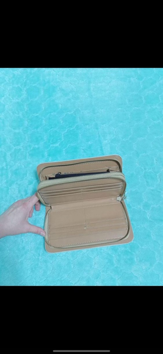 Bej Süet Fermuarlı Kadın Portföy Cüzdan - Görsel 2