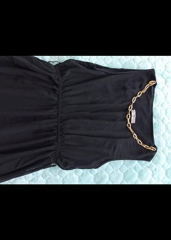 Siyah Kadın Uzun Drapeli Elbise - Görsel 2