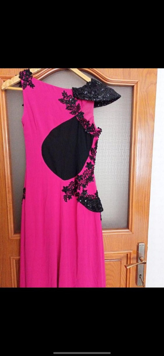 Dantel Detaylı Pembe Uzun Abiye Elbise - Görsel 5