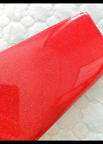 Parlak Simli Kırmızı Kadın Cüzdan - Görsel 4