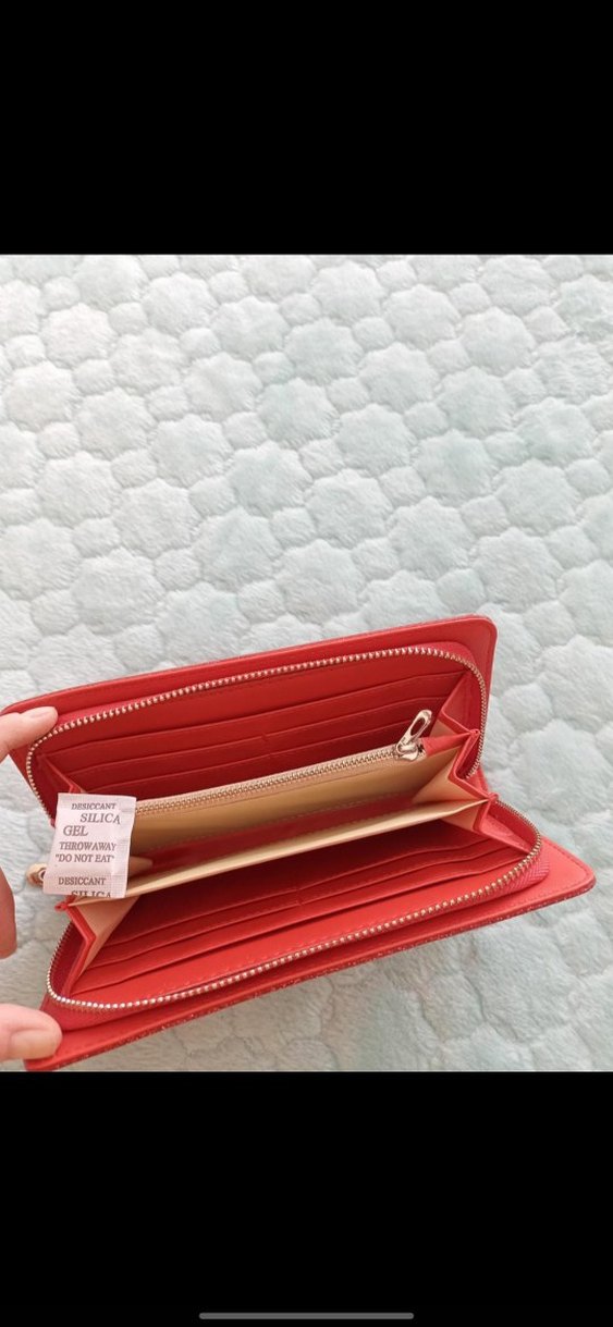 Parlak Simli Kırmızı Kadın Cüzdan - Görsel 3