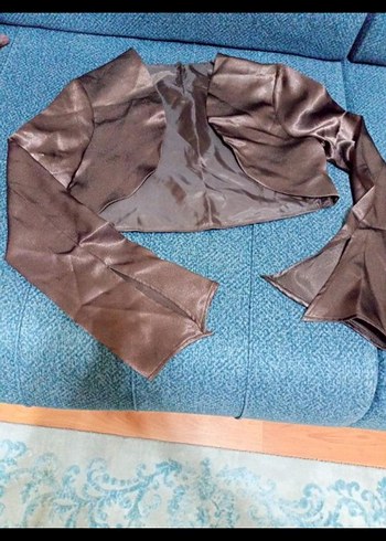 Kahverengi Nakışlı Uzun Boynundan Bağlama Abiye Elbise - Görsel 4