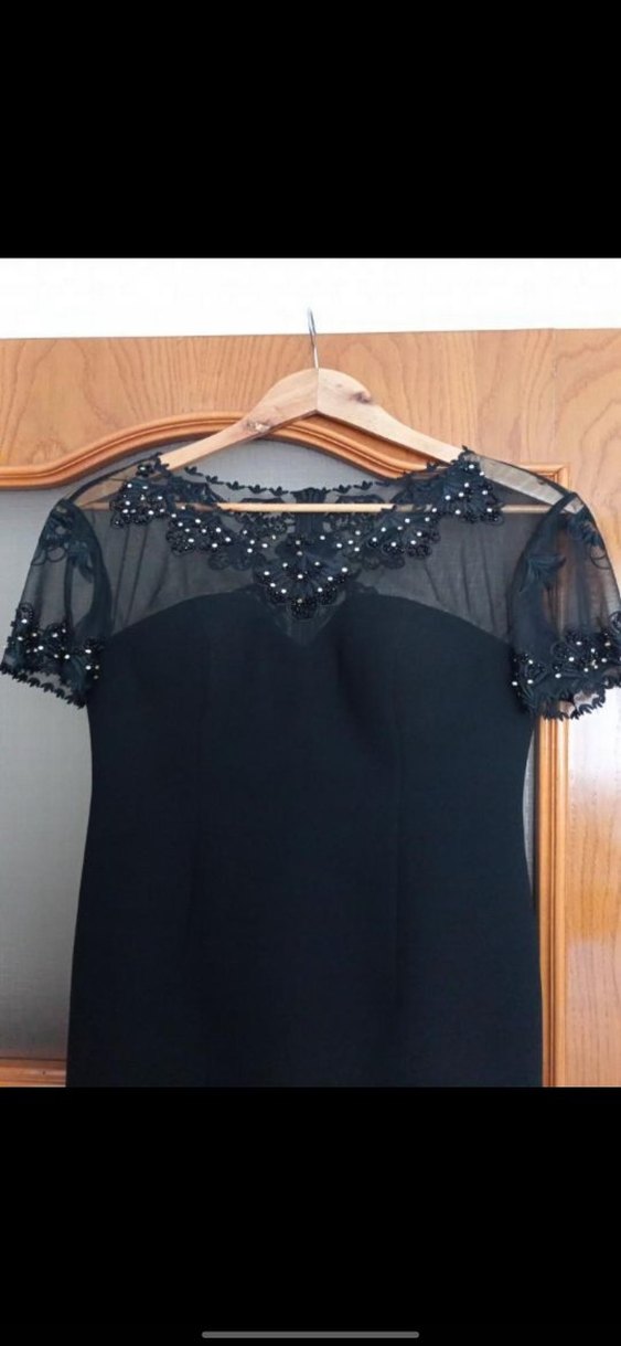 Boncuk Detaylı Siyah Mini Elbise - Görsel 2